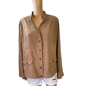 VTG Hastings & Smith Women Jacket Sz L Tan Snap Button Pocket Western Old Money